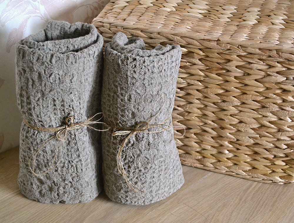 ORGANIC Linen Towel Massage Undyed Rustic Natural Pre-washed Wafer Towel