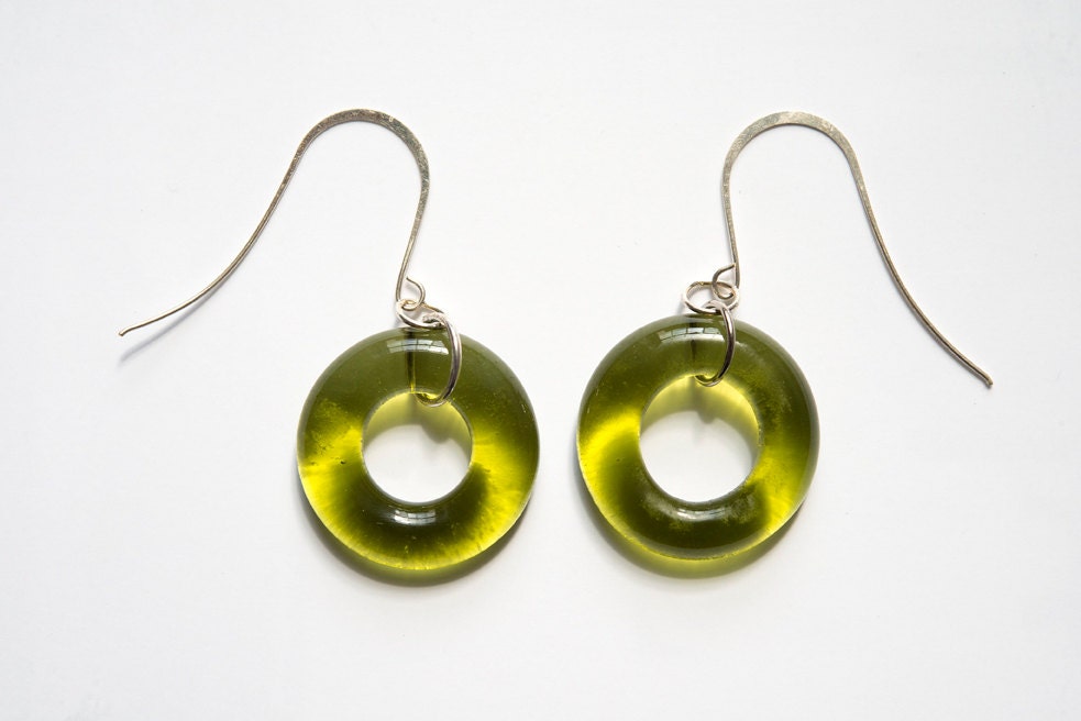 Green Wine Bottle Earrings