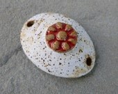 Red and White Stoneware Floral Bracelet Connector