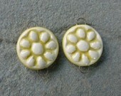 Yellow Porcelain Daisy Link Pair