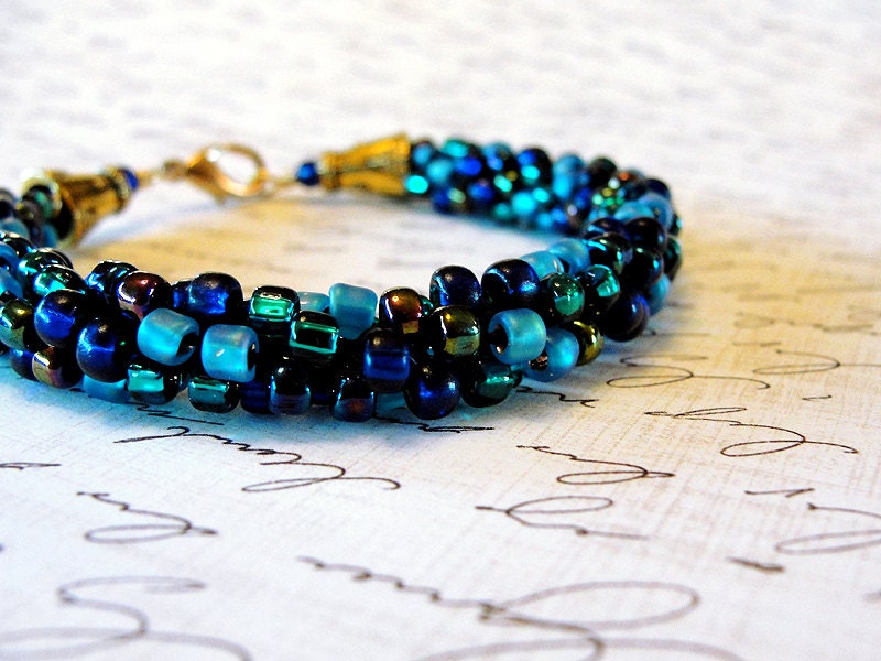 Sea Blues and Greens Kumihimo Bracelet