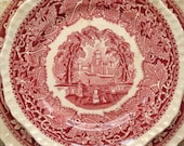 Set of Three Mason's Red Transferware Dessert Plates