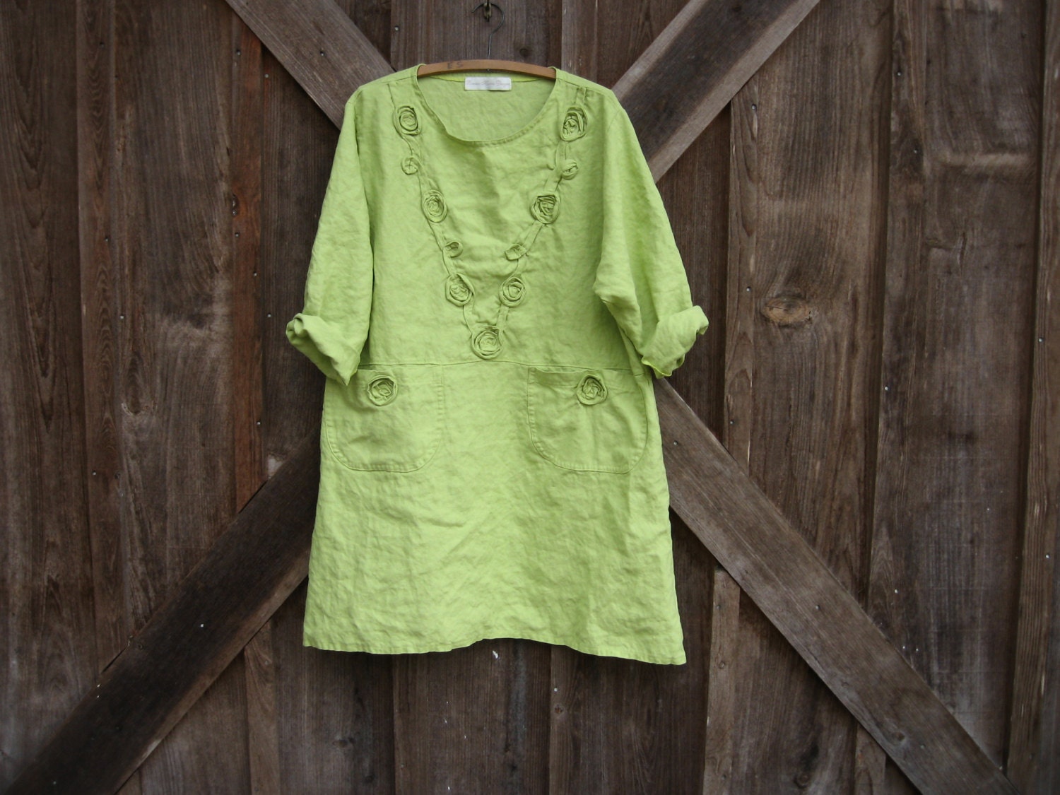 linen tunic/dress in lime green A-line