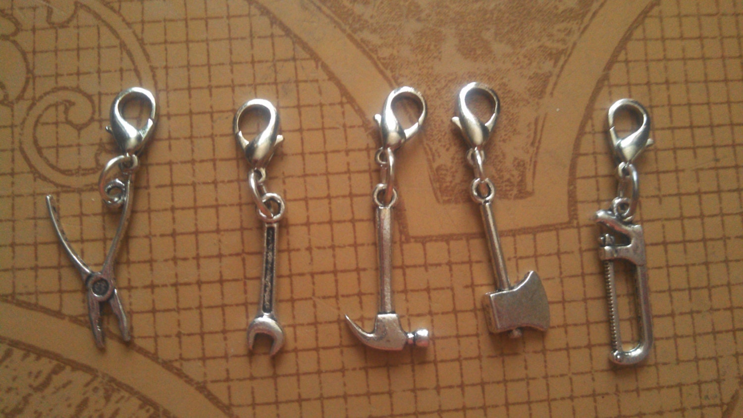 Tool Set Zipper Pulls or Dog Cat Collar Charms
