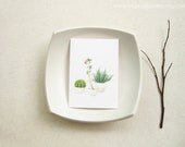 Printable Set of TWO Blank Cards - Watercolor Painting - Cactus Collection