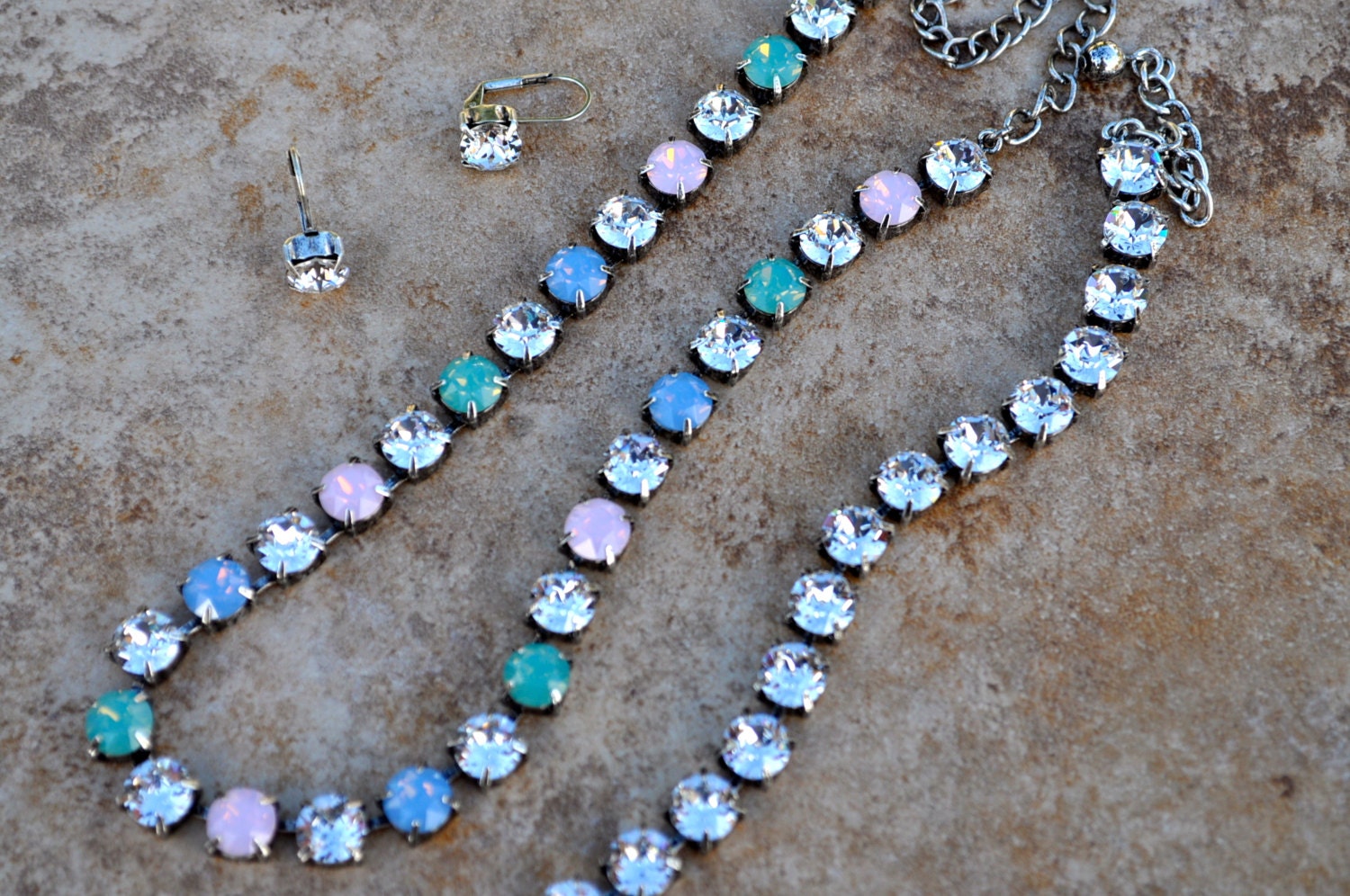 Swarovski Crystal Necklace Set - Blue, Green, Pink, Clear