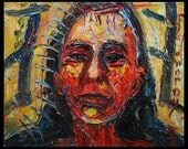 Oil Paint on Gallery Wrapped Stretched Canvas 16 by 20 by 3/4 in./ Original Oil Painting Unique Expressionism Art Outsider Nature Thick