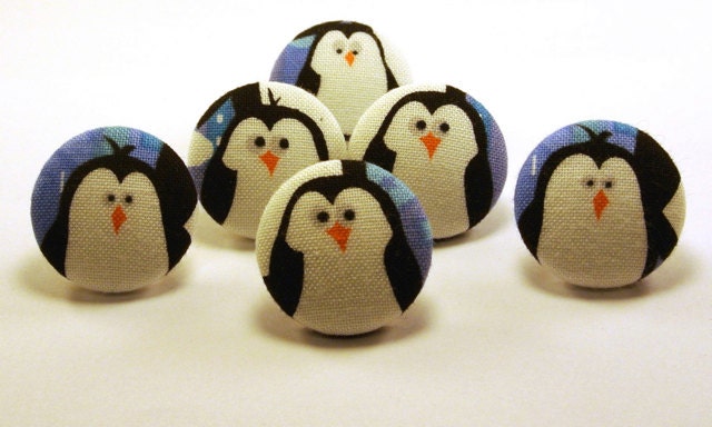 Pushpin  /  Penguins  / Thumbtacks/ Magnet / Push Pin Fabric Covered Buttons Birds 35
