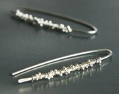 unique sterling silver dangle earrings "silver dew" modern threaders -  handmade in seattle by lolide