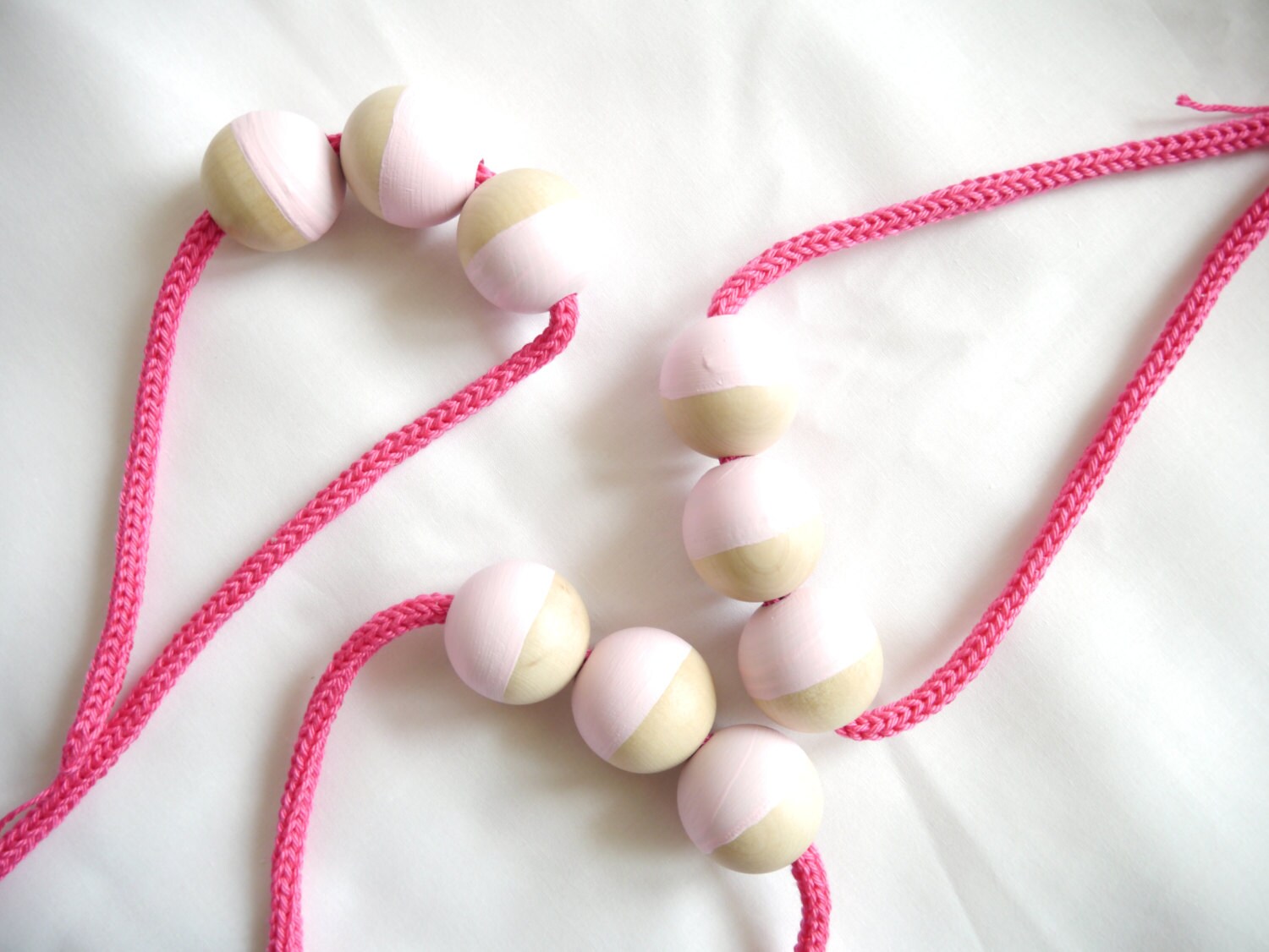 cotton necklace and wooden beads