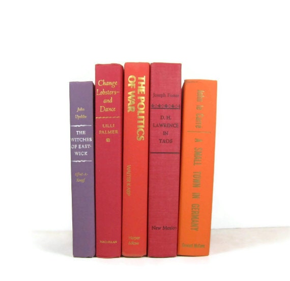 Red Purple Orange  Decorative Books , Vintage Photo Props , Wedding Table Setting , Vintage Wedding Decor
