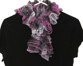 Ruffle Scarf Purple Lavender Gray Glitter Orchid Shimmer 50"