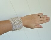 NEW - VANESSA - Bridal beaded bracelet, crystal bracelet, vintage bridal cuff, rhinestone bracelet
