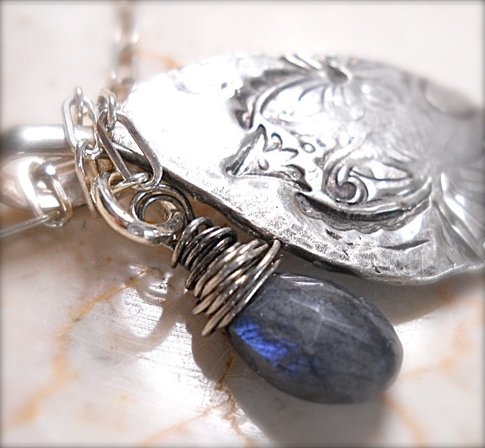 Wax Seal Silver Charm Necklace, Druzy, Drusy Pendant, DESIGN YOUR OWN Charm Necklace Modern Tribal, Fleur de Lis, Personalized  Yoga Gift