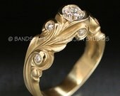 14k Yellow Gold ANNE WEDDING Ring Set, .58ct. E color, VS clarity Natural Diamond.  Ready to send