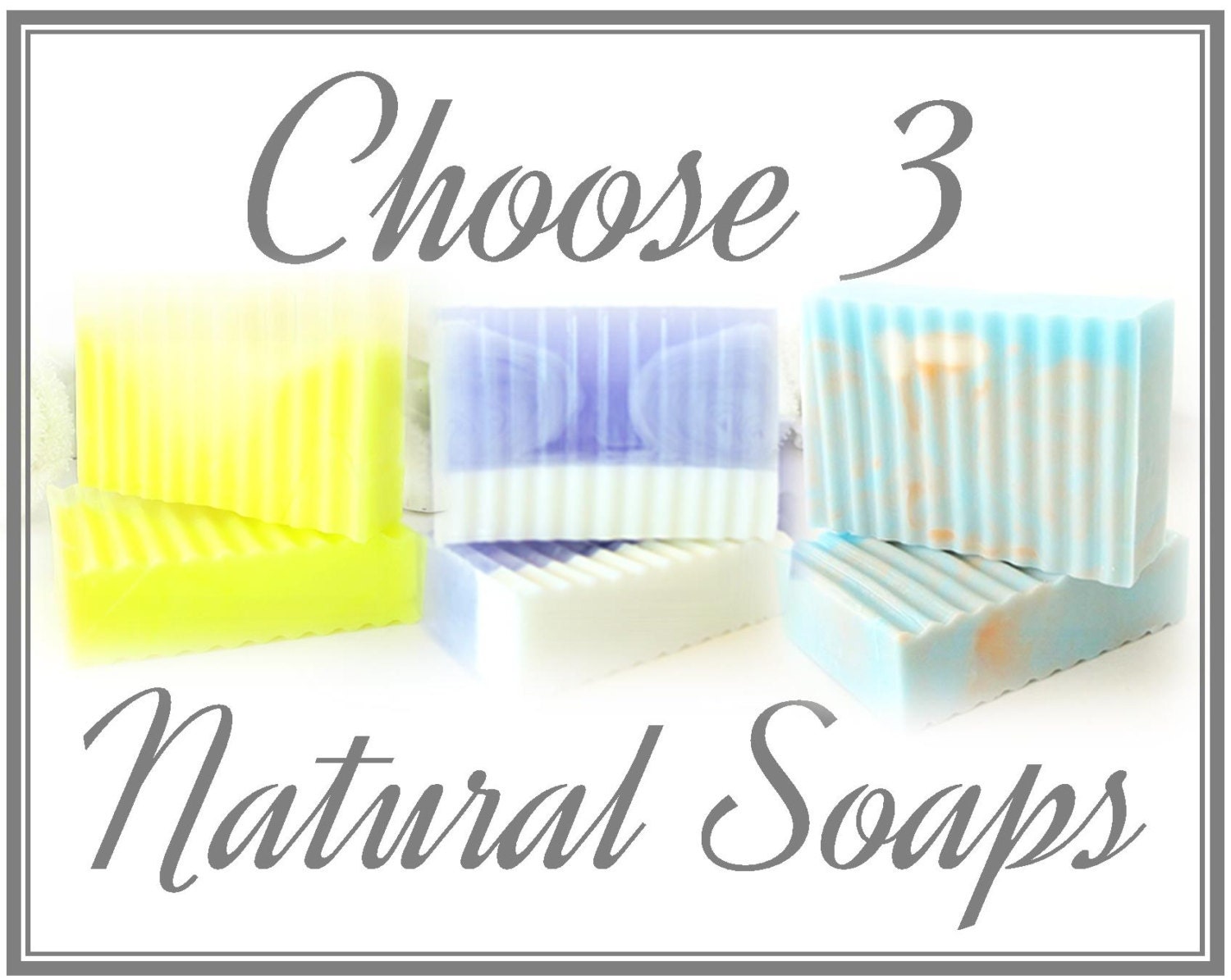 CHOOSE 3 SOAPS & SAVE - large 5 oz soap, soap sampler, natural, handmade, glycerin, scented, gift, guest