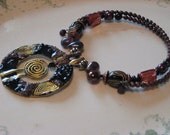 Wiccan Handcrafted Necklace Glass Beads Stunning Medallion Very Bohemian