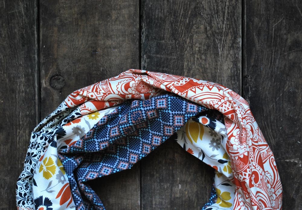 Infinity Scarf - Hand Pieced Scarf - Floral Scarf - Cowl- Max Loves Molly