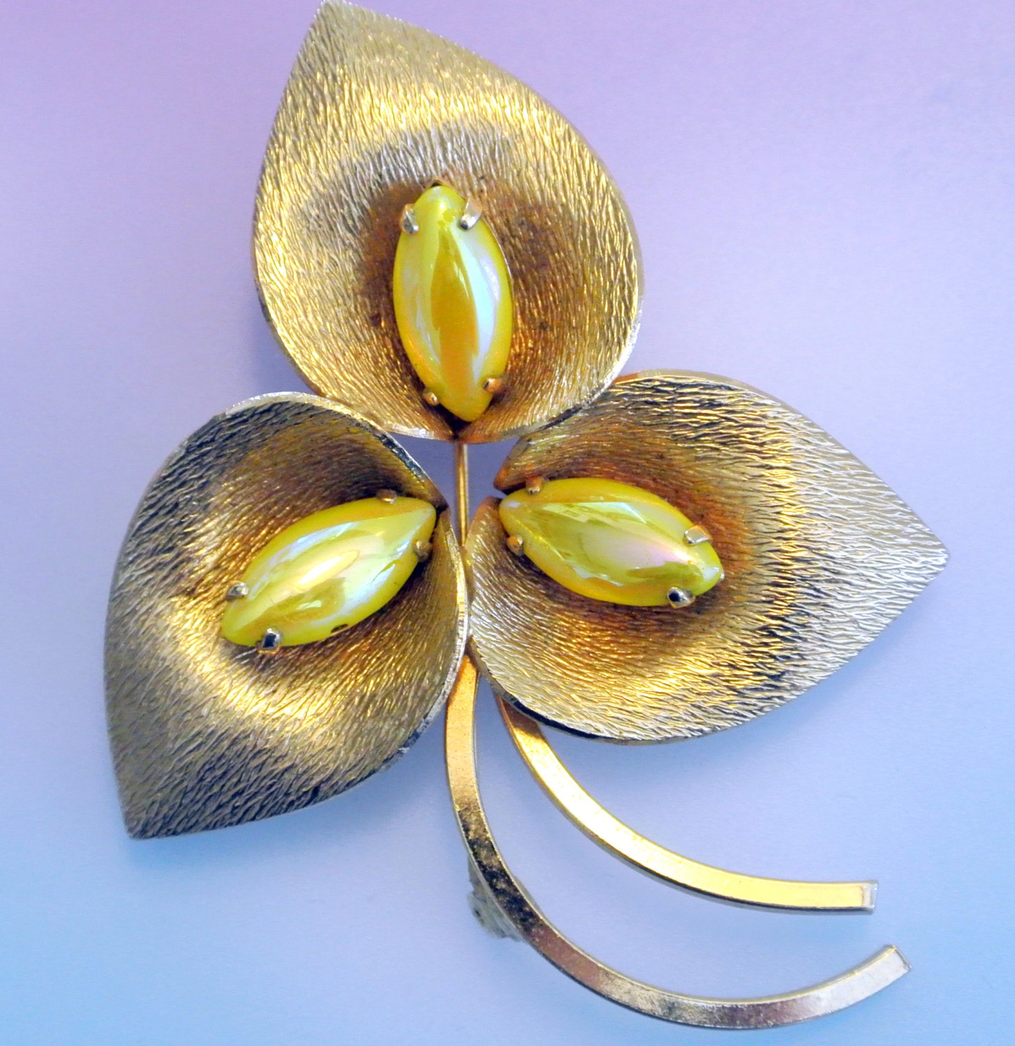 Vintage Yellow Iridescent Brooch