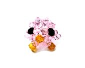 Little Pink Bird Phone Charm / Swarkovski Crystal Beaded Figurine