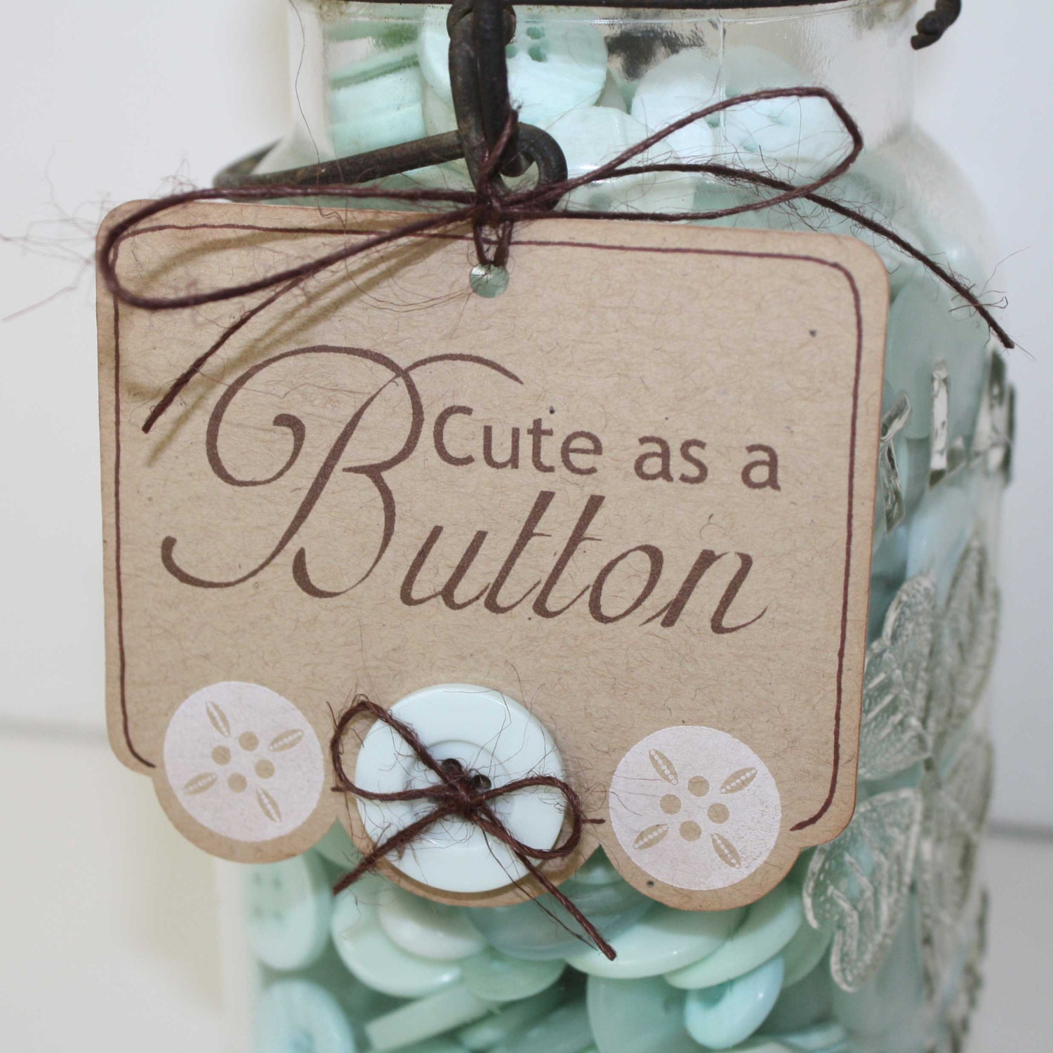 Cute as a button tags / Baby shower favor tags or gift tags / set of 6 / Custom colors
