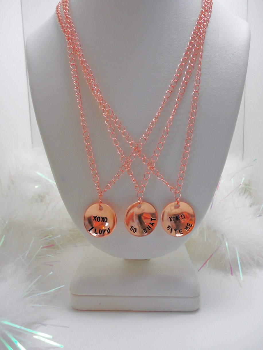 Your name or short words of wisdom Copper Disk Necklace