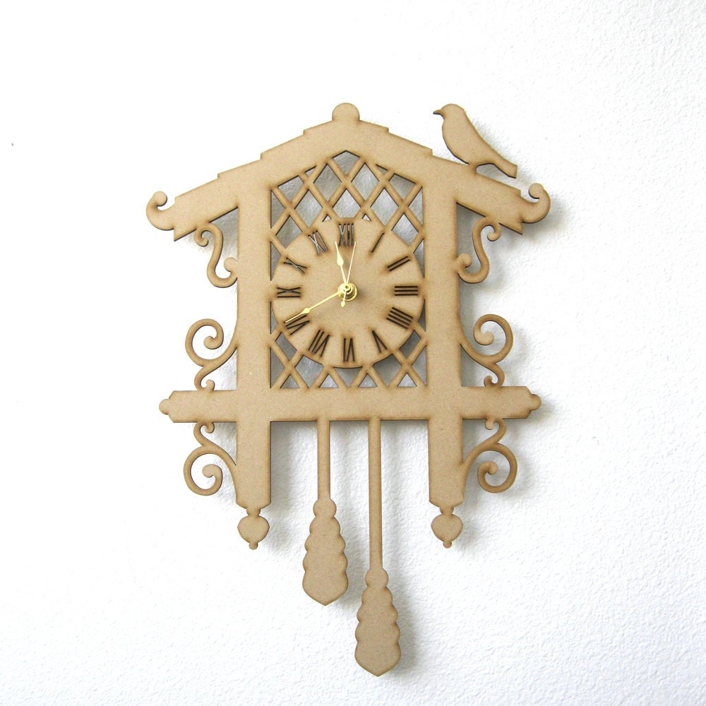 DIY Cuckoo Clock Kit - Unfinished Wood MDF Laser Cut Out Wall Hanging