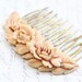 Rose Hair Comb Ivory Cream Rose Peach Prom Bridal Wedding Spring Floral Vintage Style Shabby Chic Hair Accessories Antique Brass Filigree