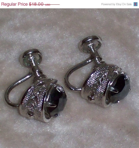 Vintage 1960s Earrings Sterling Silver Hematite ZEIDELL