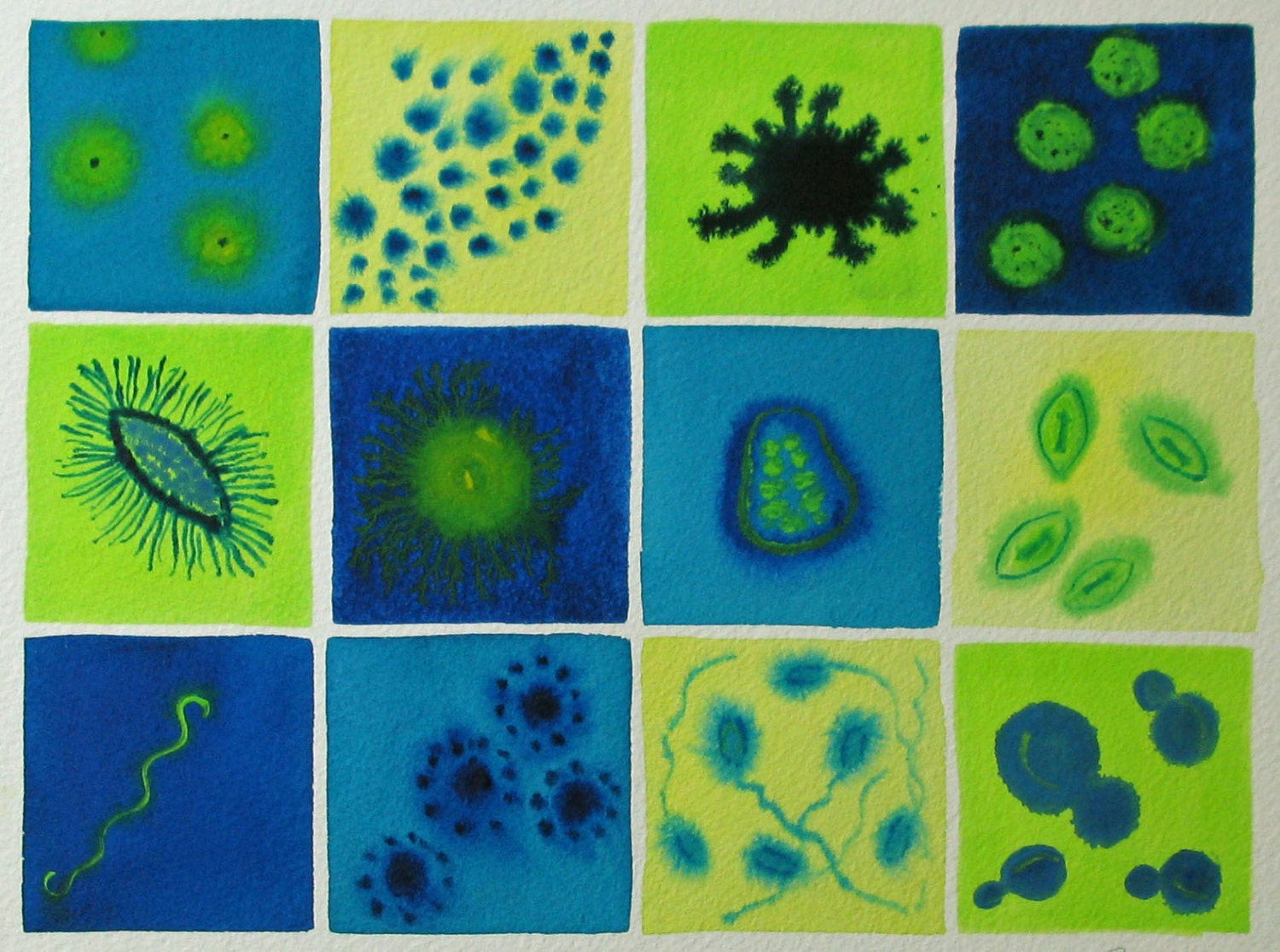 Under The Microscope - original watercolor - biology
