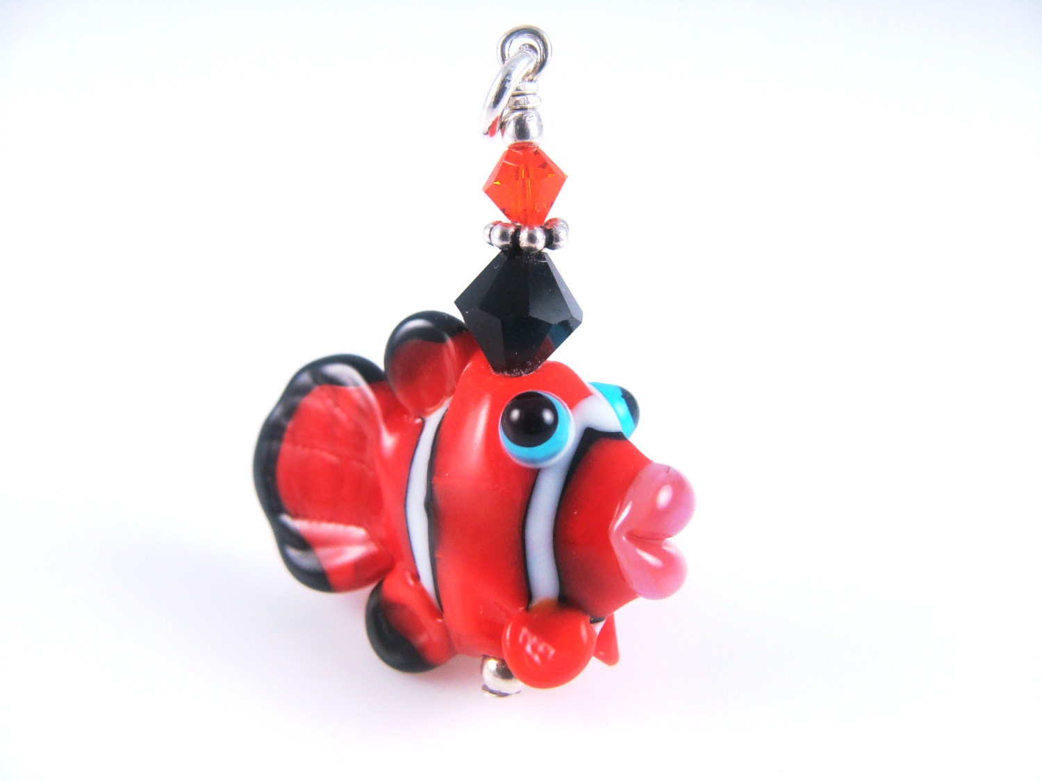 Goldfish Pendant, Glass Bead Pendant, Lampwork Necklace Pendant, Orange Fish Pendant, Beadwork Pendant, Lampwork Jewelry