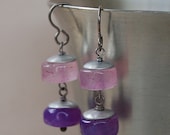 Purple Lilac Chalcedony and Silver Earrings