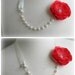 Pearl Crystal Ribbon Necklace - Coral Red Turquoise - Bridal Bridesmaids - Wedding Gift Accessory - Many Colors - Ready to Ship