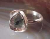 Handcrafted Sterling Silver & Rose Cut Watermelon Tourmaline Ring,  Size 7, Size 7 Ring