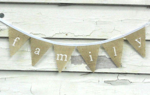 Family Burlap Banner - Rustic, Shabby Chic, Home Decor, Burlap Decor