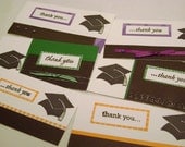 Graduation Thank You Cards set of 10 plus envelopes in school colors with black white purple orange green navy blue red silver crimson white