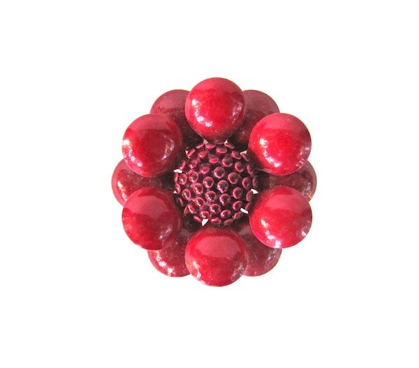 Red Flower Enamel Brooch