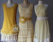 Set of 3  GoGo  party mismatched bridesmaid dresses ,wedding summer dress ,lace tan vintage inspired dresses ,Ready for shipping