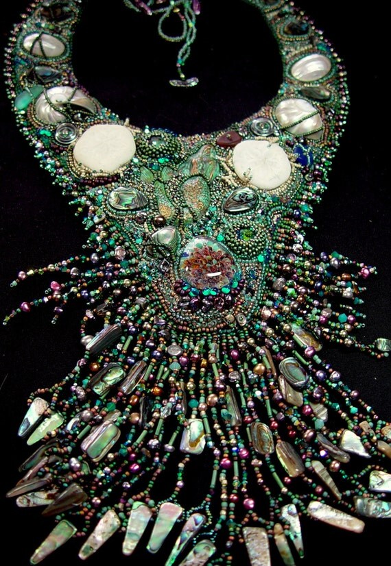 Enchanting Mermaid  Bead Embroidery Necklace: