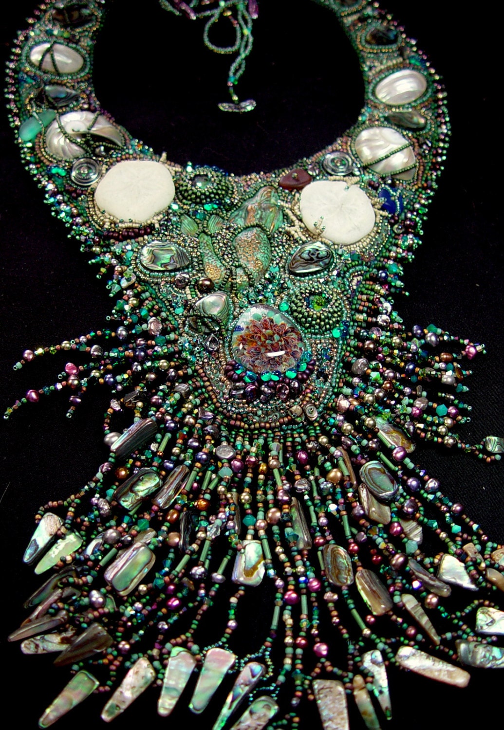 Enchanting Mermaid  Bead Embroidery Necklace: