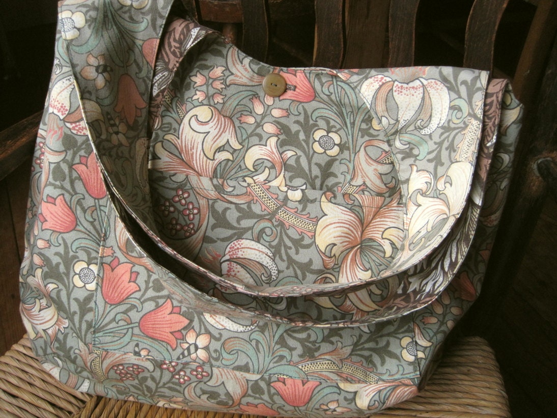 Retro vintage boho bag, William Morris fabrics - fully reversible, 2 styles