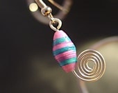 swirled earrings - pink blue and silver, paper beads, recycled, junkmail, ecological,  earrings