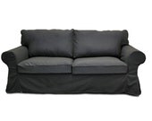 Custom IKEA Ektorp Sleeper Sofa / Sofa Bed Slipcover in Graphite Twill
