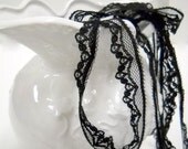 Vintage Narrow Black Lace Trim, 10 yards Soft Flat Lace, Lace Trim by the Yard, Basic Sewing Notion, Costume Sewing