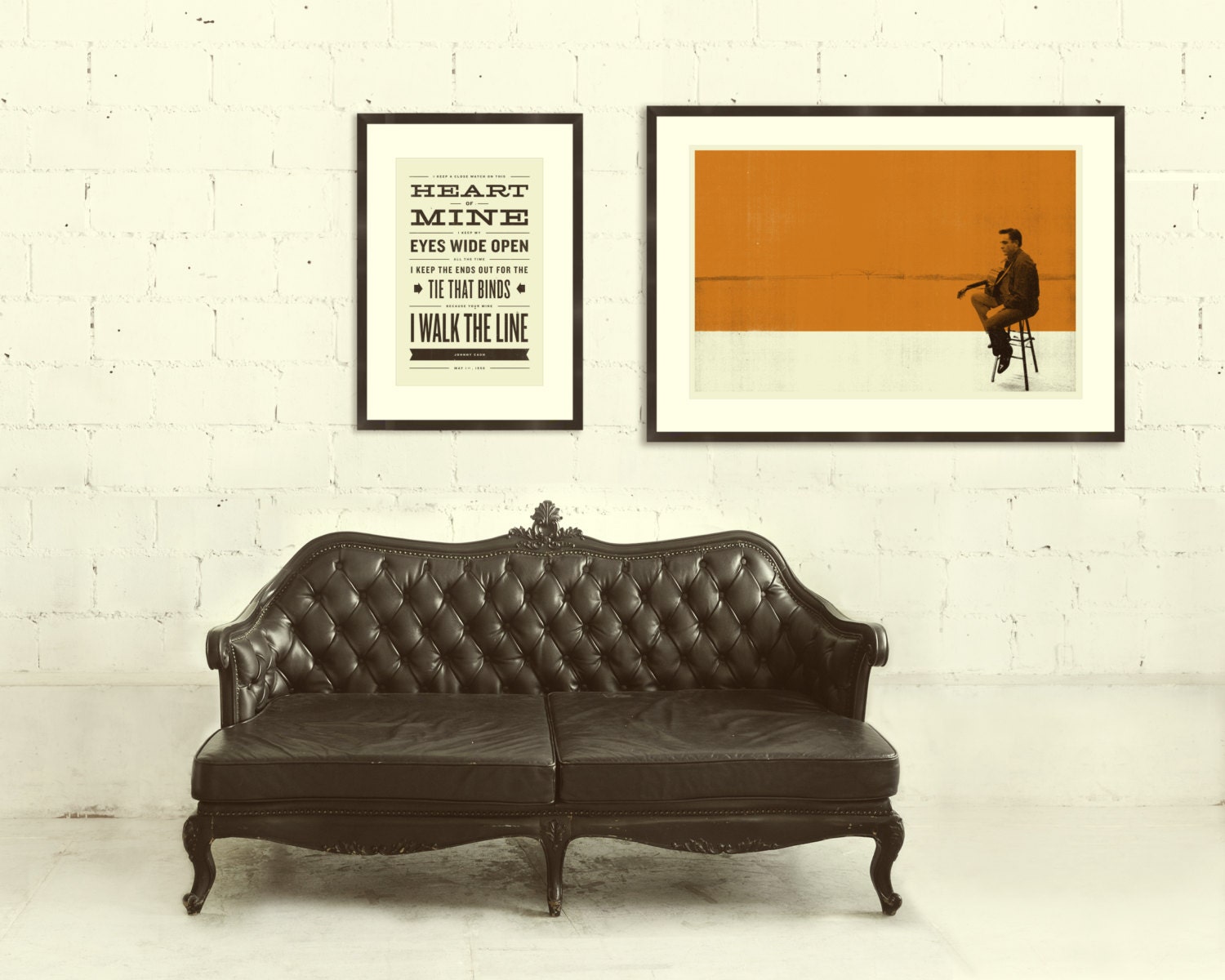 JOHNNY CASH Inspired, Walk The Line Lyric Poster - 11 x17 Typography Art Print, Modern Poster, Retro Home, Vintage, Country Music
