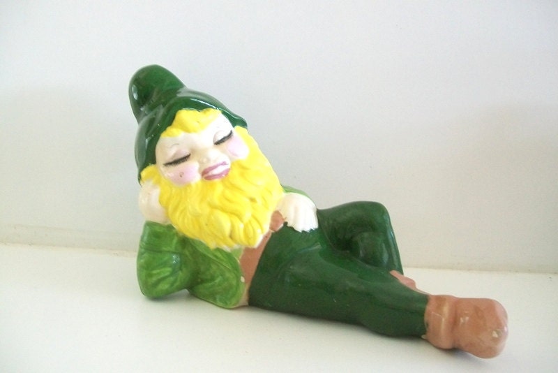 Vintage Garden Gnome Dwarf Fable Cottage Ceramic Figurine