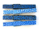 BLUE PATTERN hand painted clothespin magnets