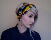 Rainbow colors TRIBAL aztec geometric print  turban headband music festivals summer spring hot trendy
