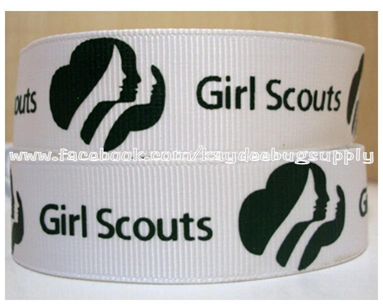 2 Yards 7/8 inch Girls Scouts  - Printed Grosgrain Ribbon (22 mm)