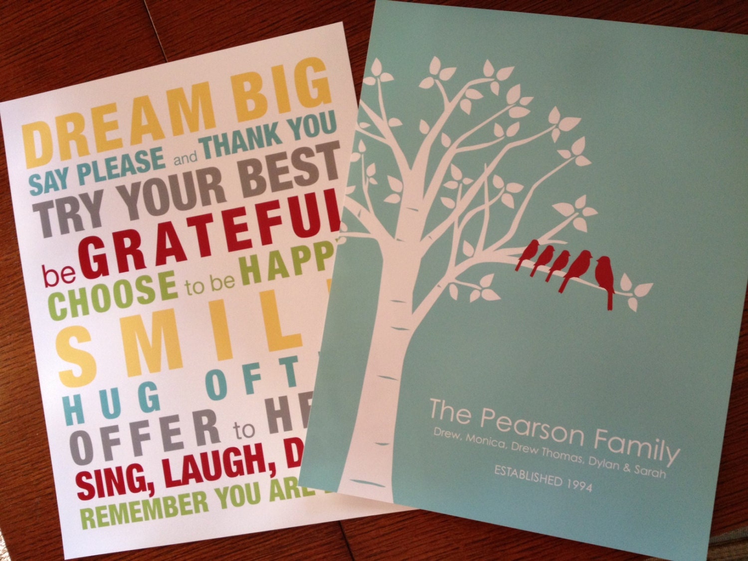 Personalized Custom Love Bird Wedding Family Tree - Wedding or Anniversary Gift - Family Rules Subway Art - Set of 2 prints- 11x14s